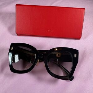 Fendi Roma Black Frame Sunglasses with Bold Red Case